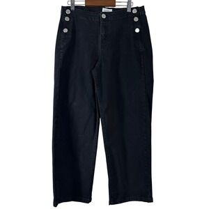 Nicole Miller New York Nomad Super High Rise Wide Leg Black Sailor Jeans 6